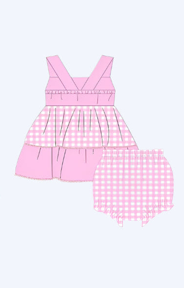 PINK BOW MOUSE FRENCH KNOT BLOOMER SET
