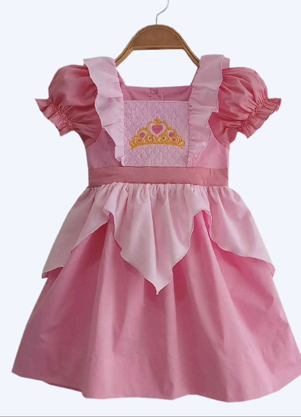 SMOCKED AURORA PINK PRINCESS TIARA DRESS