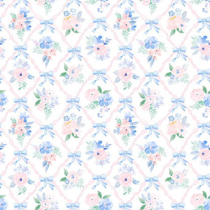 Pastel Trellis Floral Ruffle Zippy Sleeper