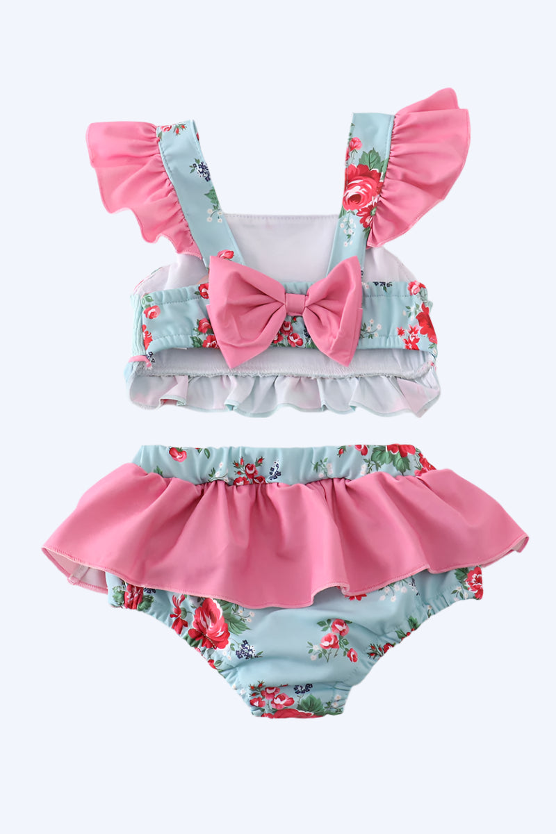 ROSEBUD BLISS PRINT SMOCKED GIRL 2PC SWIMSUIT