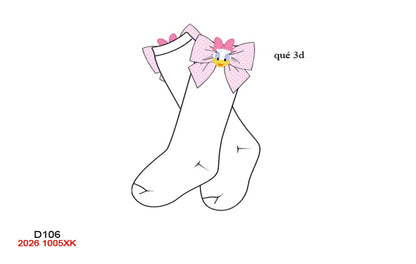 Girls Storybook Duck 3D Bow Knee-High Socks - White & Pink