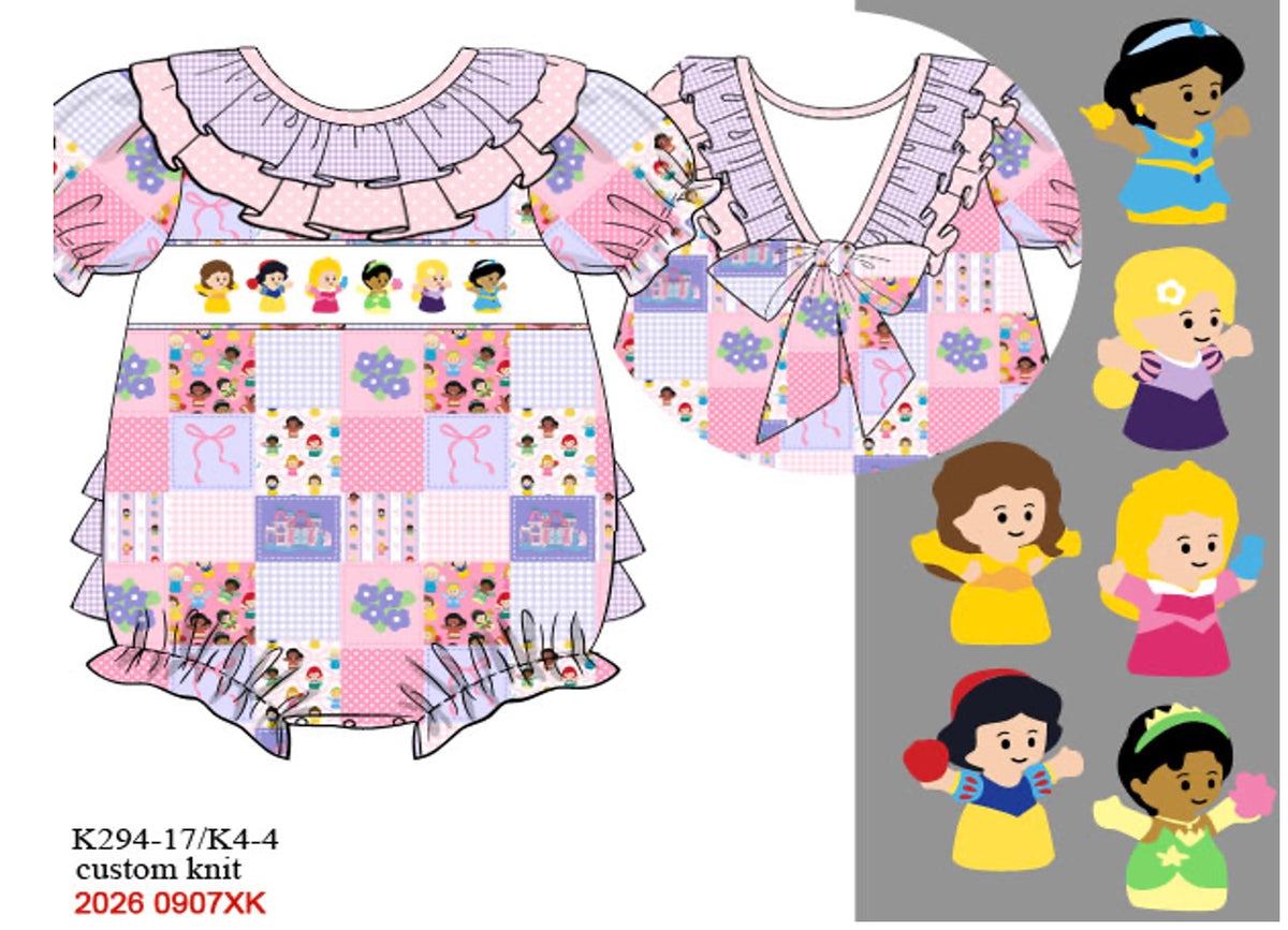 Baby Girls Hand-Smocked Storybook Princess Bubble - Pastel Knit