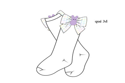 Girls Easter Bunny Plaid Bow Knee-High Socks - White