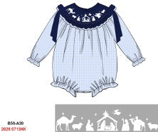 Christmas Girls Hand Smocked Nativity Bubble