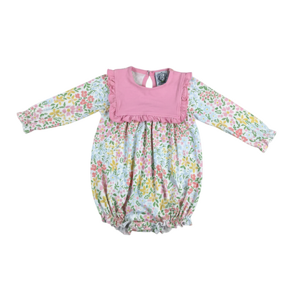 Evelyn Floral Long Sleeve Bubble With Bib
