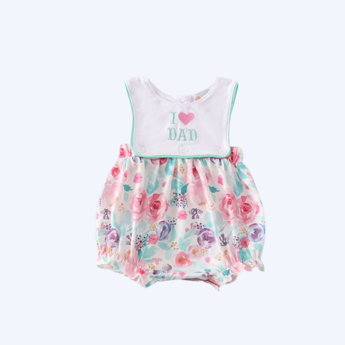 I LOVE DAD - FATHER’S DAY GIRLS FLORAL BUBBLE - EMBROIDERED