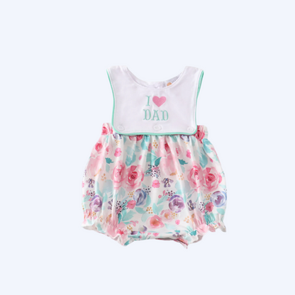 I LOVE DAD - FATHER’S DAY GIRLS FLORAL BUBBLE - EMBROIDERED