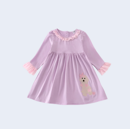 VALENTINE PUPPY EMBROIDERY DRESS