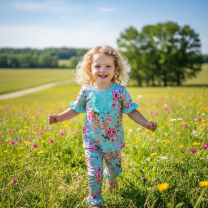 TEAL FLORAL SHORT SLEEVE PAJAMA SET