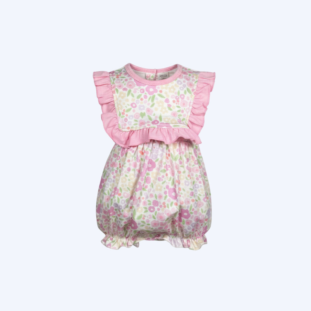 EVERLY’S FLOWERS RUFFLE BIB BUBBLE