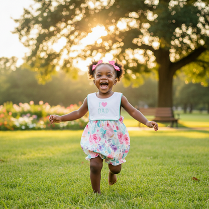 I LOVE DAD - FATHER’S DAY GIRLS FLORAL BUBBLE - EMBROIDERED