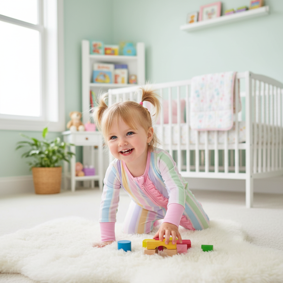 PREPPY PASTEL STRIPE RUFFLE BUTT SLEEPER ONESIE