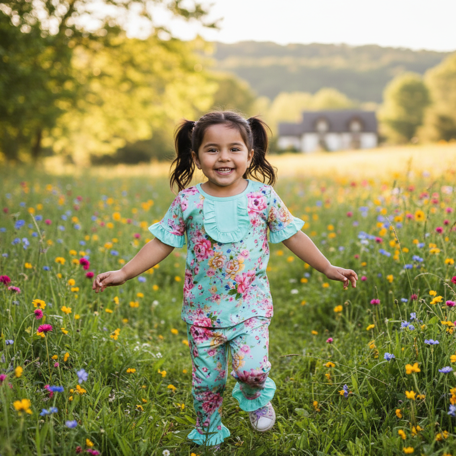 TEAL FLORAL SHORT SLEEVE PAJAMA SET