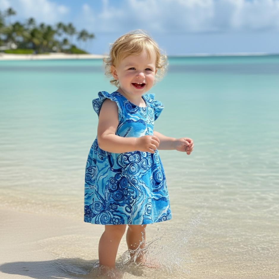 WATERCOLOR OCEAN WAVE STORMY DRESS