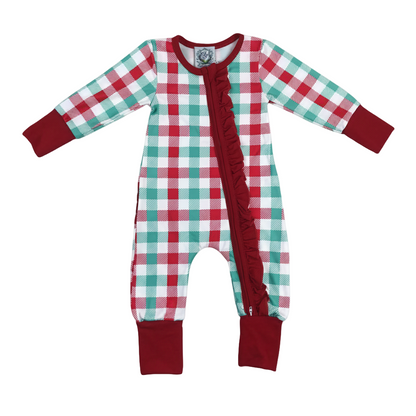 Christmas Red And Green Gingham Zippy Romper