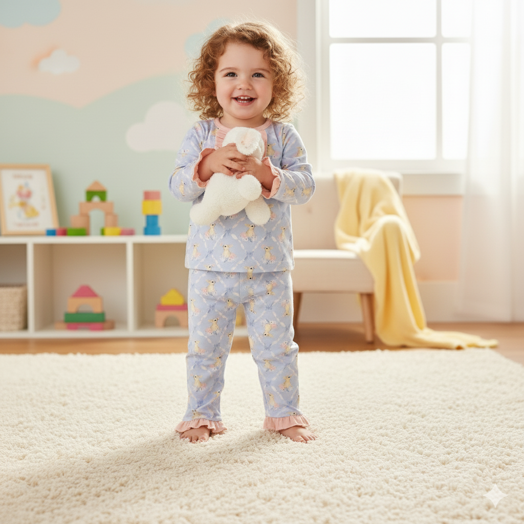 Grandmillennial Easter Bunny Girl Pajama Set