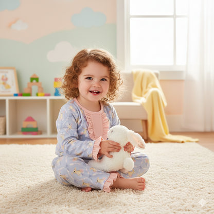 Grandmillennial Easter Bunny Girl Pajama Set