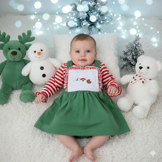 CHRISTMAS SANTA COOKIES AND MILK DRESS WITH SHIRT