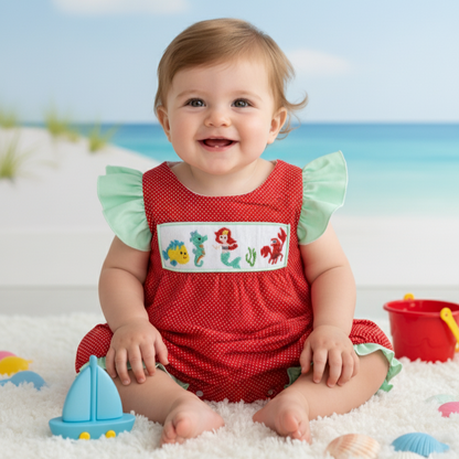 MAGICAL LITTLE MERMAID - HAND SMOCKED GIRLS BUBBLE