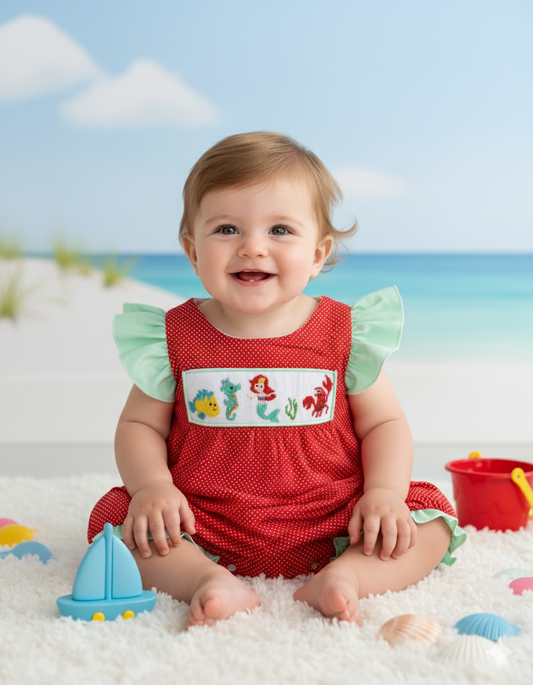 MAGICAL LITTLE MERMAID - HAND SMOCKED GIRLS BUBBLE