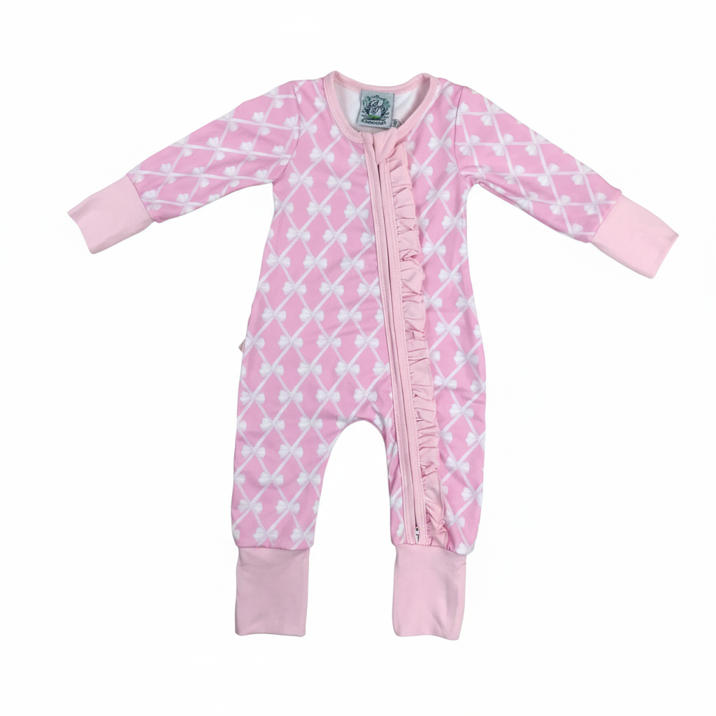 Isn't She Lovely Pink Bow Ruffle Zippy