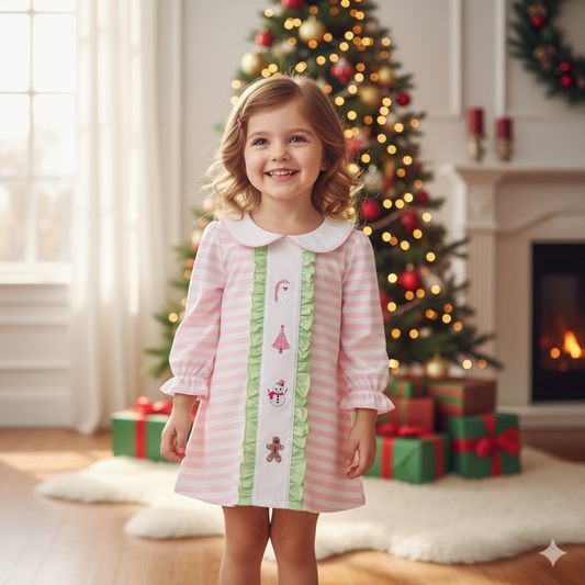 CHRISTMAS PINK GIRLS DRESS
