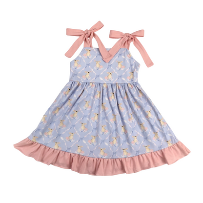 Grandmillennial Easter Bunny And Bows Girl Dress
