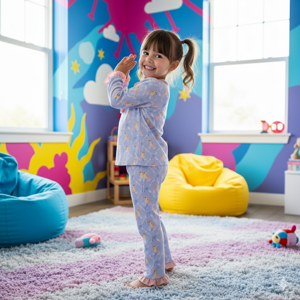 Grandmillennial Easter Bunny Girl Pajama Set