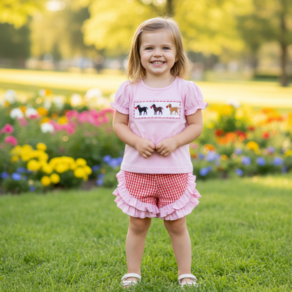 VALENTINES PUPPY DOGS - HAND SMOCKED GIRLS SET