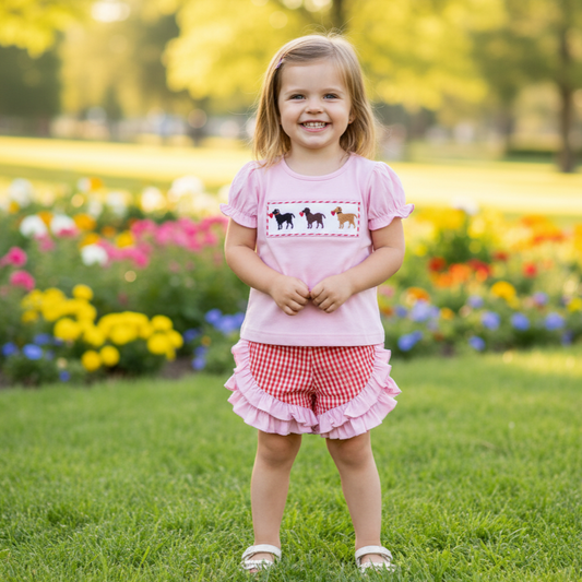 VALENTINES PUPPY DOGS - HAND SMOCKED GIRLS SET