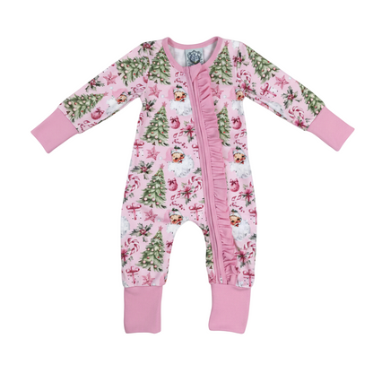 Vintage Pink Santa With Christmas Tree Holiday Gift Box Zippy