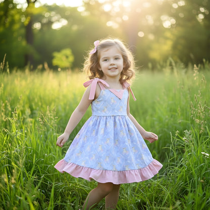 Grandmillennial Easter Bunny And Bows Girl Dress