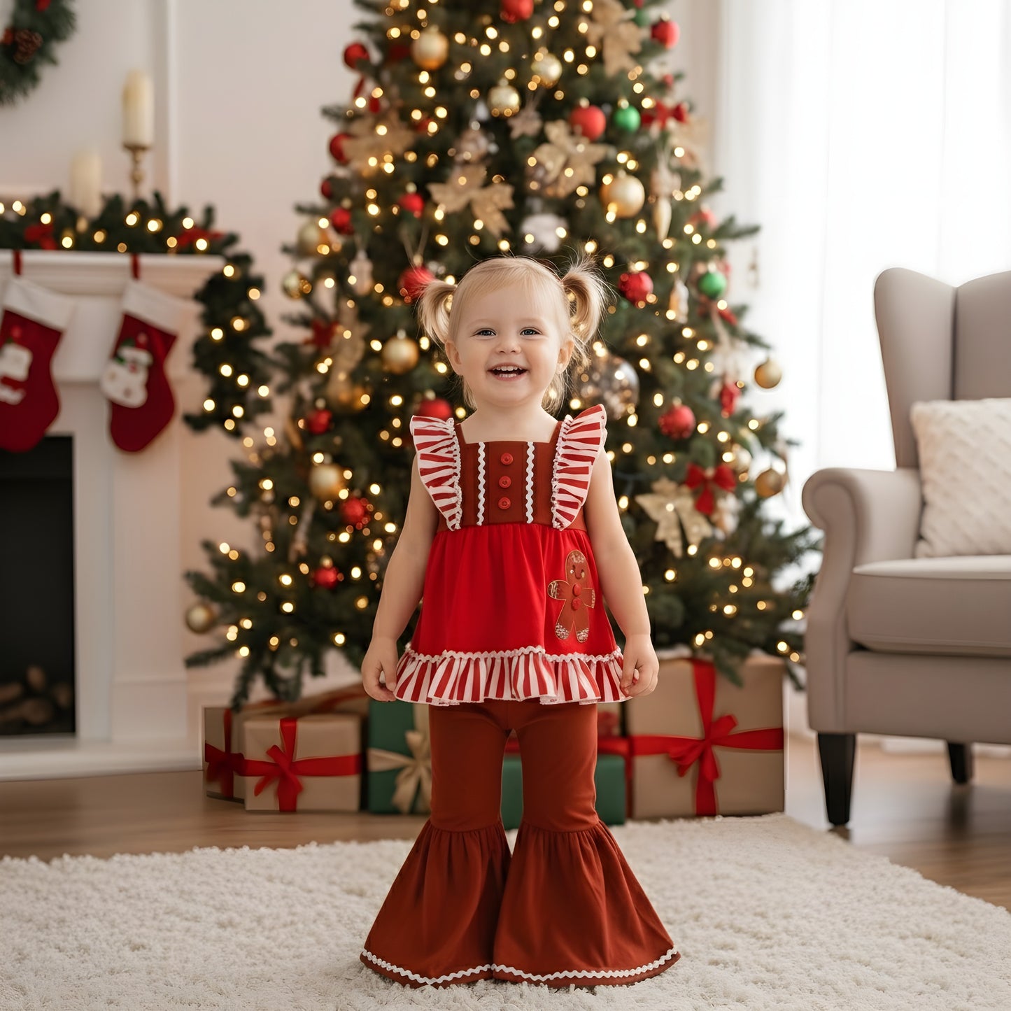 CHRISTMAS EMBROIDERY APPLIQUÉ GINGERBREAD COLLECTION - GIRLS SET