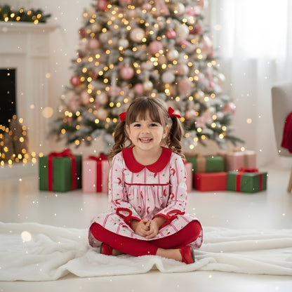 Classic Santa Long Sleeve Girls Pants Set