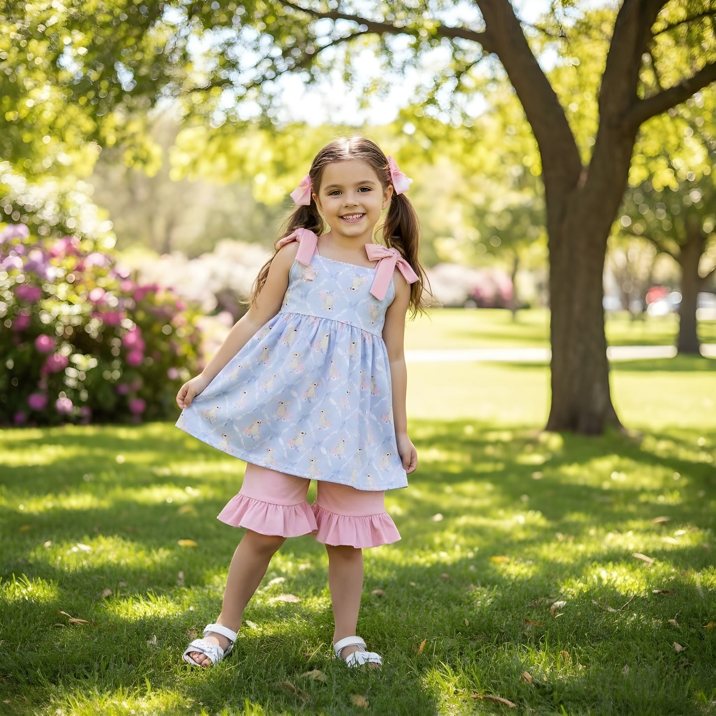 Grandmillennial Easter Bunny Girl Short Set