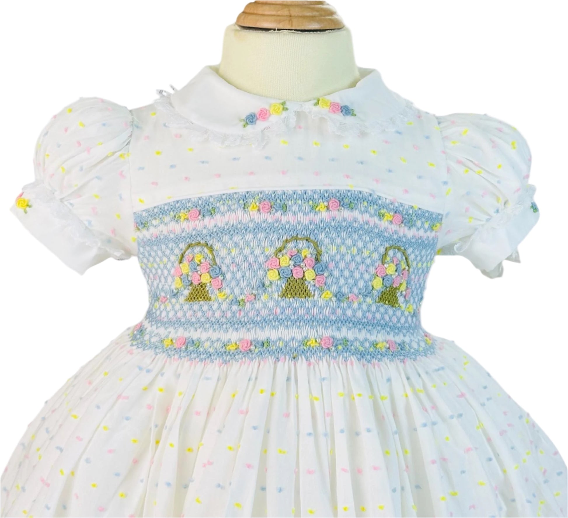 Easter Flower Basket Hand-Smocked Dress | Smocked Peacock Easter Flower Basket Hand-Smocked Dress | Smocked Peacock