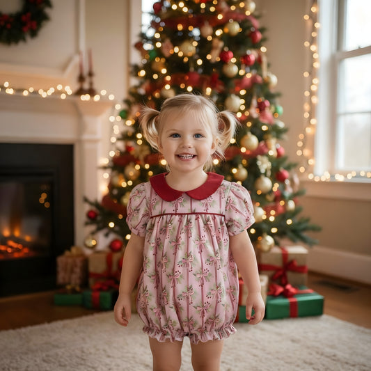 Christmas Garland Holly Berry Bows Girl Bubble