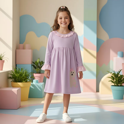 VALENTINE PUPPY EMBROIDERY DRESS