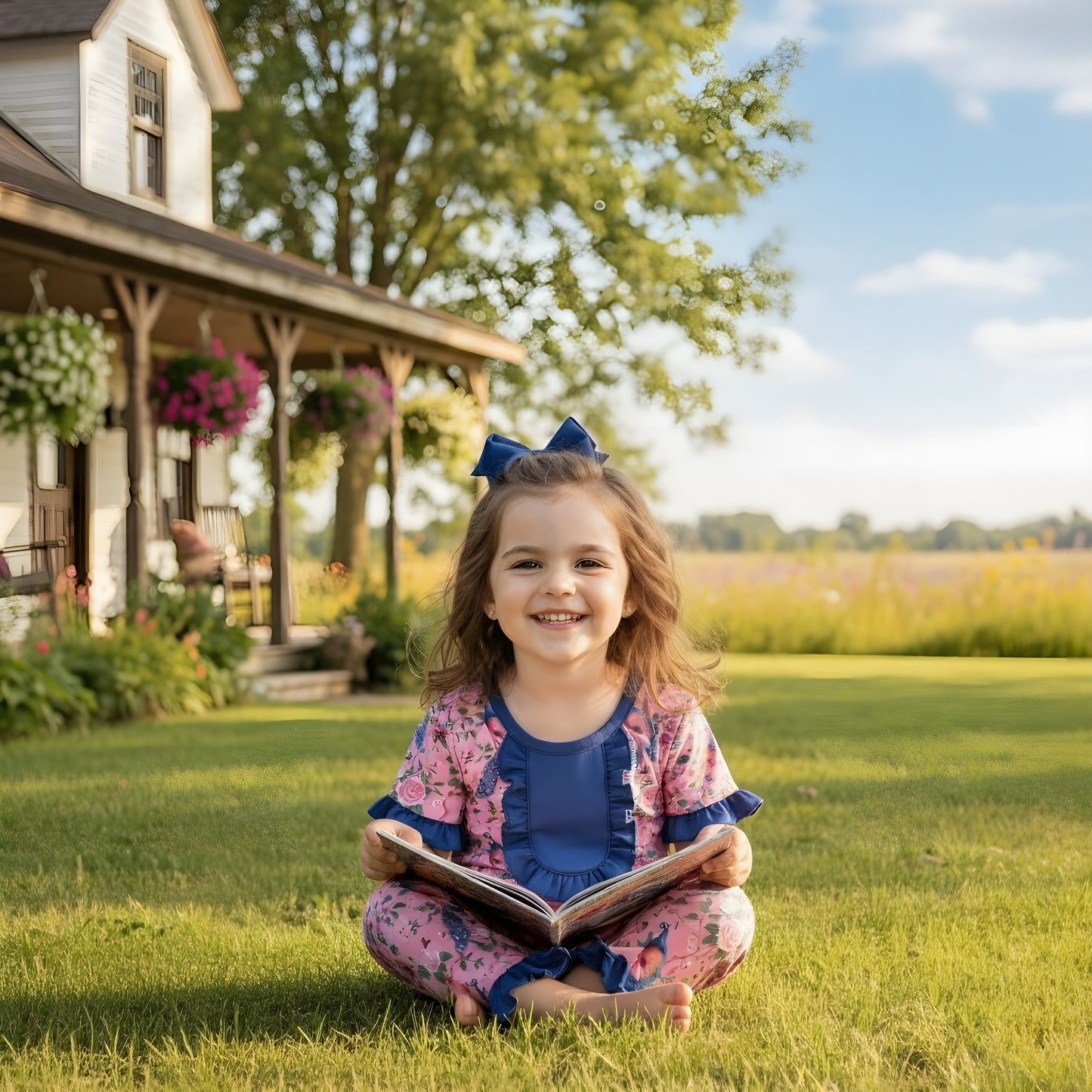 GRANDMILLENNIAL PEACOCK PAJAMA SHORT SLEEVE PANTS SET