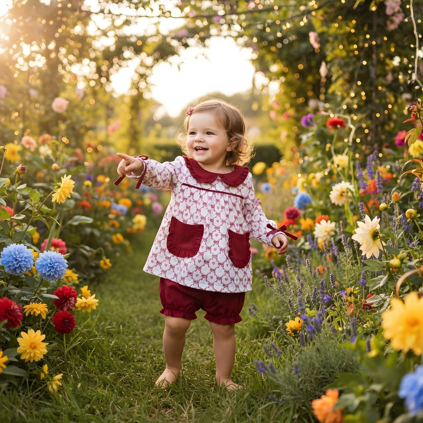 Grandmillennial Valentines Hearts & Bows Bloomer Set