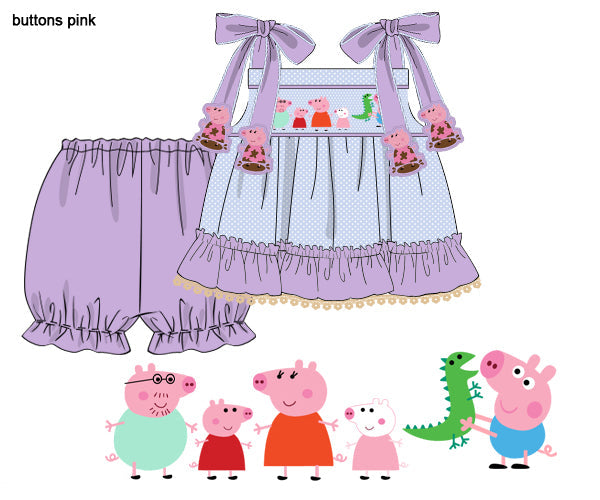 girls muddy puddles pig family bloomer set.