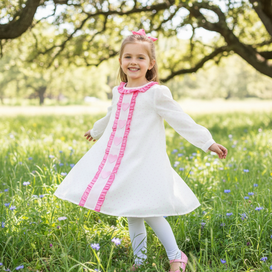 Valentines Hearts Dress - Embroidered Appliqué