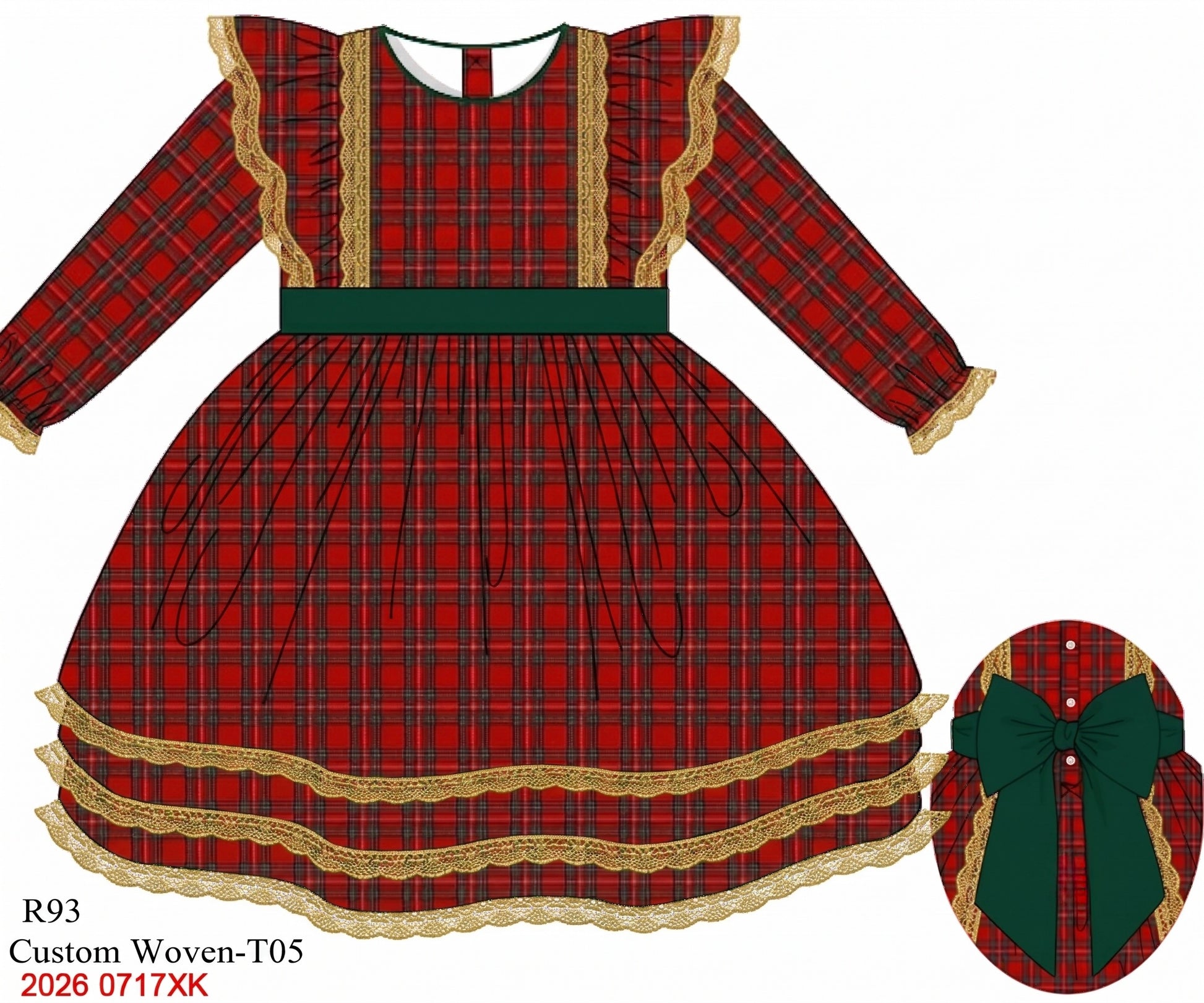 Girls Red Tartan Plaid Christmas Dress with Back Bow – Smocked Peacock