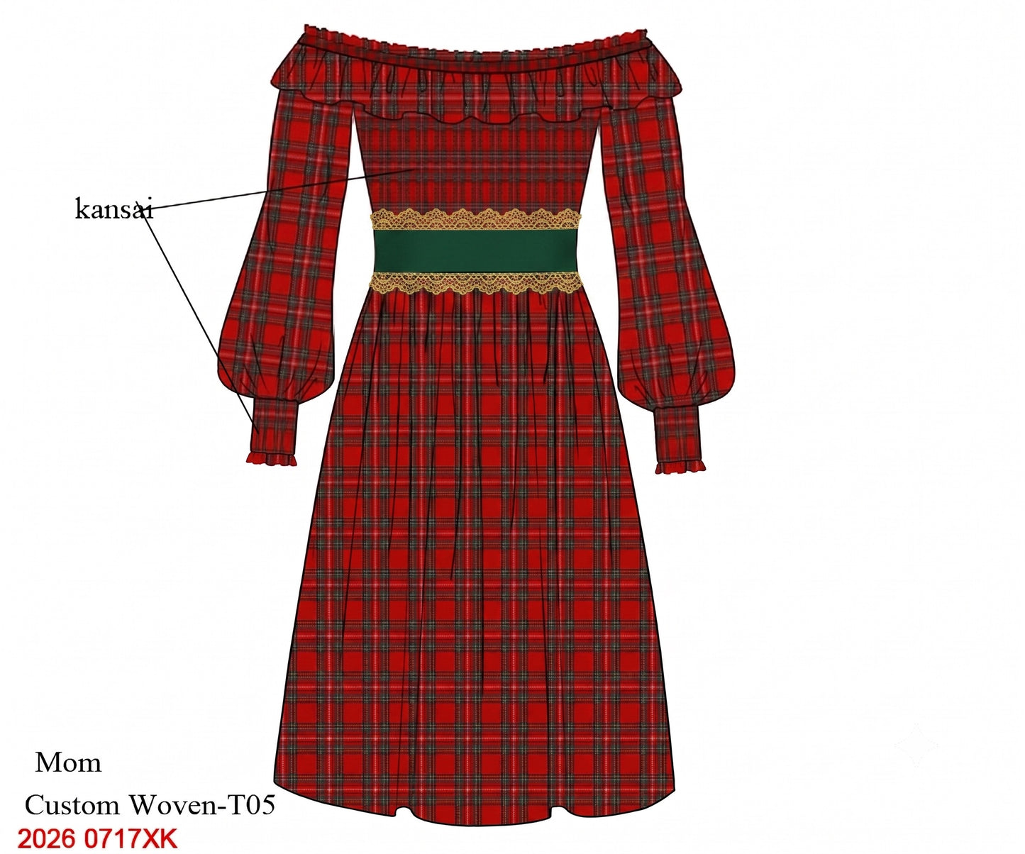 Red Tartan Plaid Smocked Dress for Mom