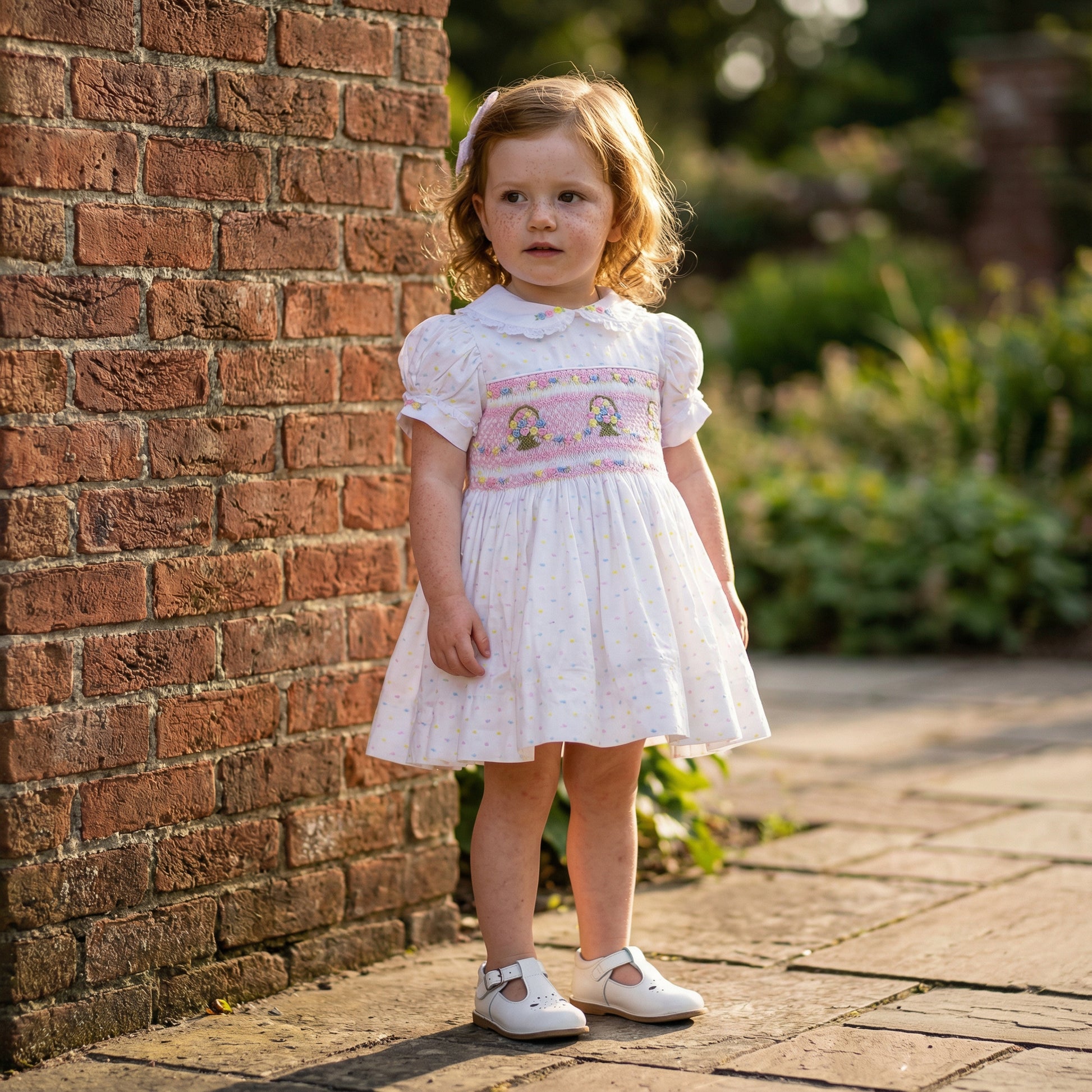 Easter Hand-Smocked Flower Basket Dress | Smocked Peacock Easter Hand-Smocked Flower Basket Dress | Smocked Peacock