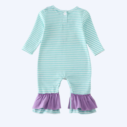 MAGICAL - STRIPE PRINCESS EMBROIDERY GIRL ROMPER