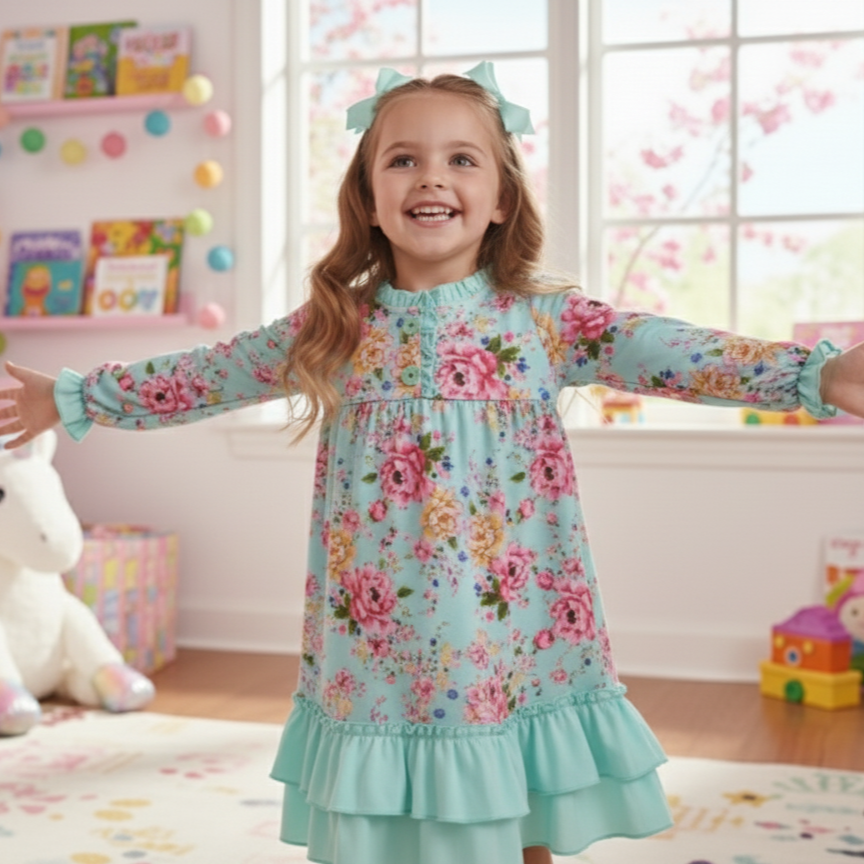 TEAL FLORAL NIGHTGOWN